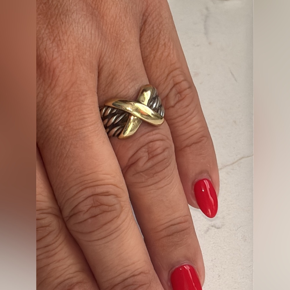 David Yurman Sterling Silver & 14k Gold X Ring